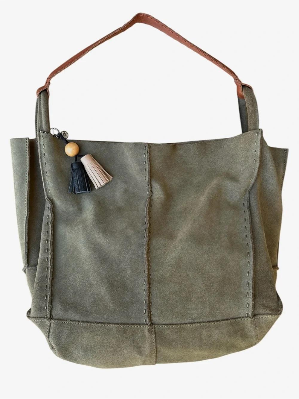 The Sak Los Feliz Moss Green Suede Leather Slouchie Hobo Bag - Picture 2 of 16